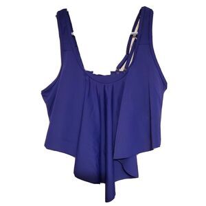 Marinavida Swim Wear Womens Top Plus‎ 3x Blue Ruffle Crop Beach Summer NWOT